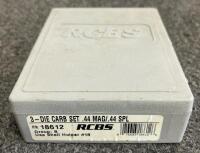 RCBS 3-Die Carbide Set, .44 Magnum/.44 Special, P/N 18612, for Shell Holder #18 with Case