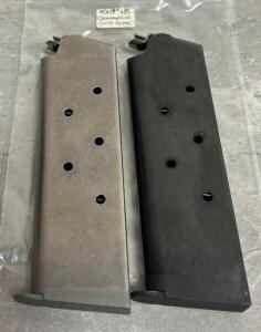 (2) Colt 1911 Government .45 ACP Magazines &ndash; 7 Round Pair, Blued & Stainless, Marked &ldquo;M S N&rdquo;