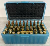 .223 Remington Reloaded Rifle Ammunition, 50 Rounds, FMJ, Brass, MTM R-50 Box