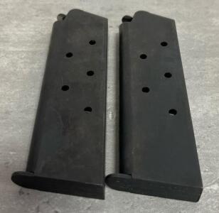 (2) 1911 .45 ACP 7-Round Single-Stack Steel Magazines with Flush Base Plate, Set of 2, Black