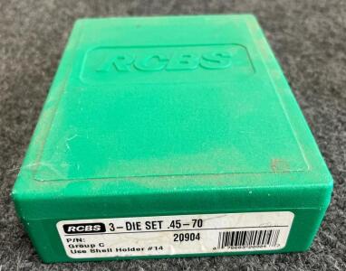 RCBS 3-Die Set .45-70 Government, Includes Shell Holder #14, Model 20904, Original Box