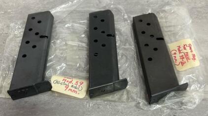 (3) Smith & Wesson Model 39/39-2 9mm 8-Round Steel Magazines