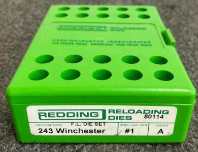 Redding 80114 Full Length Die Set .243 Winchester, 2 Dies, Series A, Steel, USA, w/Box & Instructions