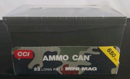 CCI .22 LR Mini-Mag 650-Round Ammo Can &ndash; 36gr Segmented Hollow Point, 1,260 fps