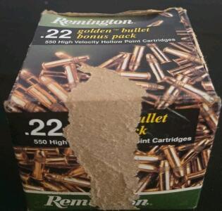 Remington .22 LR Golden Bullet 36gr HP, Approx. 200-300 Rounds, Opened Box
