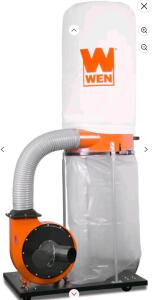 WEN 3403 Industrial Dust Collector, 1,500 CFM, 16 Amp, 50-Gallon Bag, Portable with Mobile Base