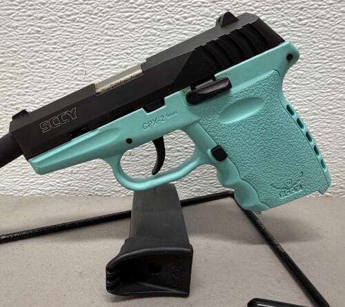 SCCY CPX-2 9mm Semi-Automatic Pistol, Turquoise Frame, 3.1" Barrel, 10+1 Capacity, SN 883705