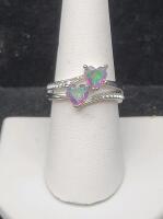 Mystic Rainow Topaz Double Heart Ring, Size 8 - 2
