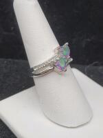 Mystic Rainow Topaz Double Heart Ring, Size 8 - 3