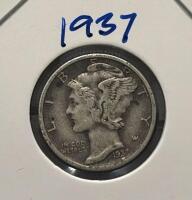 1927 & 1937 Mercury Dimes - 90% Silver, Denver & Philadelphia, Circulated Condition - 4