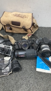 Rich 500G, Pentax P3, and Minolta cameras