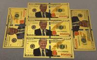 (5) President Donald J. Trump $1000 Gold Foil Commemorative Notes