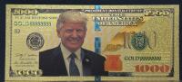 (5) President Donald J. Trump $1000 Gold Foil Commemorative Notes - 2