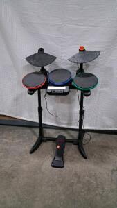Nintendo Wii Rock Band Drum Kit Controller w/ 3 Pads, 2 Cymbals, Foot Pedal, Wii Remote Interface