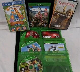 Xbox One Game & DVD Lot: Far Cry 4, Fortnite, Minecraft, NBA 2K17, Superbook, Berenstain