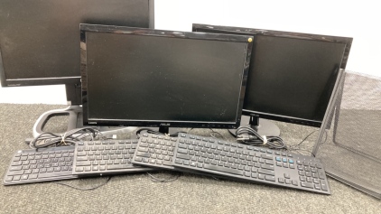 Computer Monitors, Keyboards and A Frame Stands