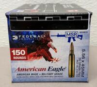 Federal American Eagle 5.56x45mm 55gr FMJ 150 Rounds Brass Case Ammo Box XM193BK150 - 2