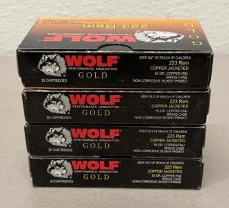 (80) Rounds Of Wolf Gold .223 Remington 55gr FMJ Ammunition