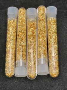 (5) 3" Long Bottles of Gold Flake/Gold Leaf