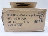 Merit&eacute; Bakeshop Large Pastry Boxes V2 Beige, 80 Count, Branded, 10"x7"x4", Carton #12 - 2