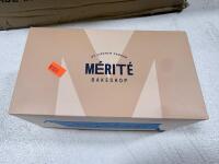 Merit&eacute; Bakeshop Large Pastry Boxes V2 Beige, 80 Count, Branded, 10"x7"x4", Carton #12 - 5