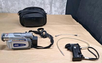 (1) JVC GR-D90U Digital Video Camera W/ AC Adapter, (2) Batteries, Remote, Bag & Accessories & (2) Camera Cable Shutter Triggers