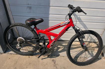 Dynacraft Gauntlet 26" Mountain Bike, 18-Speed, Full Suspension, Red/Black