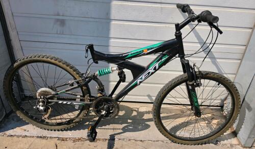 NEXT Gauntlet 24 Full Suspension Mountain Bike, 18-Speed, 24" Wheels, Black/Green