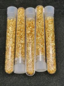 (5) 3" Long Bottles of Gold Flake/Gold Leaf