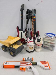 Play Station Guitar Hero and Hunting Contollers, Play ax (not sharp), and New Dremel Kit