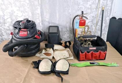 (1) 5-Gallon Shop Vac W/ Hose & Crevis Tool & Assorted Hand Tools