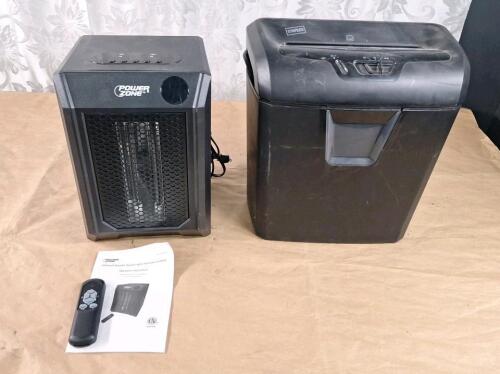 (1) Power Zone Infrared Quartz Heater W/ Remote & (1) Staples Home Paper Shreader