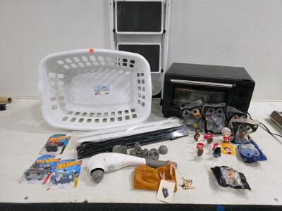 Supersonic SC-612 Indoor TV Antenna, Working Toaster Oven, Hot Wheels, and Working Wireless hand Massager
