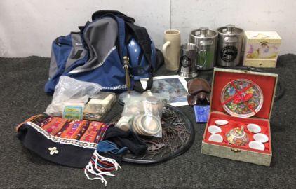 China Set, Bike Helmet, Ironwood Turtle, (3) Beer Canisters