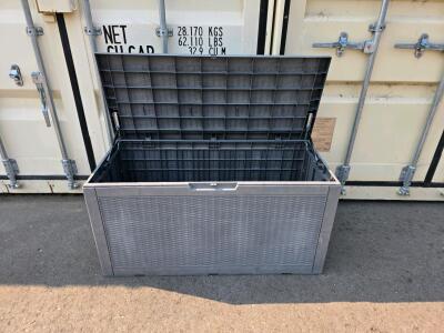 Outdoor Plastic Storage Deck Box, 48" long x 21 1/4" wide x 24 1/2 high", Grey, 100-Gallon Capacity