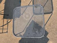 Metal Mesh Patio Set &ndash; 3 Spring Armchairs, Mesh Side Table, Cushions &ndash; Black Frame, Gray/White Pattern - 2