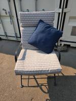 Metal Mesh Patio Set &ndash; 3 Spring Armchairs, Mesh Side Table, Cushions &ndash; Black Frame, Gray/White Pattern - 4