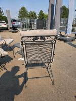 Metal Mesh Patio Set &ndash; 3 Spring Armchairs, Mesh Side Table, Cushions &ndash; Black Frame, Gray/White Pattern - 5