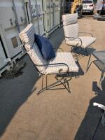Metal Mesh Patio Set &ndash; 3 Spring Armchairs, Mesh Side Table, Cushions &ndash; Black Frame, Gray/White Pattern - 6