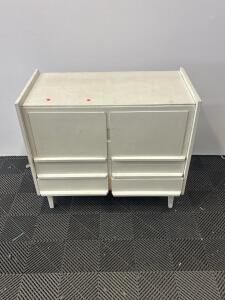 White 4-Drawer Dresser Cabinet with Hinged Top Compartment &ndash; 36"x15"x30" Storage Unit