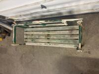 Rustic Wooden Outdoor Bench, Green Painted, 2&ndash;3 Seat, Approx 4.5 Ft, Curved Arms, Needs Restore - 3