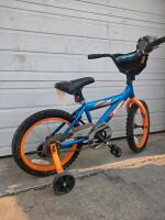 Hot Wheels 16" Kids Bike, Blue/Orange, Training Wheels, Handlebar Shield, Coaster Brake - 2