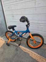 Hot Wheels 16" Kids Bike, Blue/Orange, Training Wheels, Handlebar Shield, Coaster Brake - 3