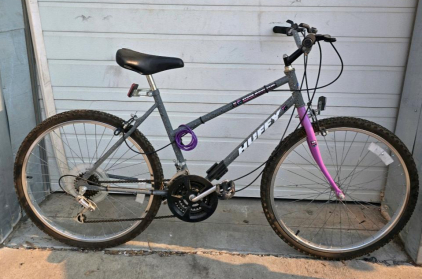 Huffy Stone Mountain 26" Mountain Bike, Steel Frame, 18-Speed, Gray/Purple, Thumb Shifters