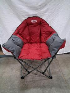 Sportsman's Padded Folding Camping Chair, Red & Gray, Steel Frame