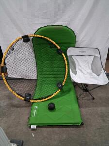 Camping and Outdoor Recreation Bundle (Chair, Sleeping Mat, Spikeball Net, Ball)