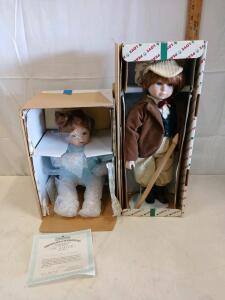 House of Lloyd Tiny Tim Christmas Porcelain Doll & Ashton-Drake Wisdom Doll COA