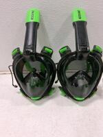 TUSA Fins & OMORC Full-Face Snorkel Mask Set&mdash;Adult, Green/Black, 2 Masks, 1 Traditional Mask & Snorkel - 4