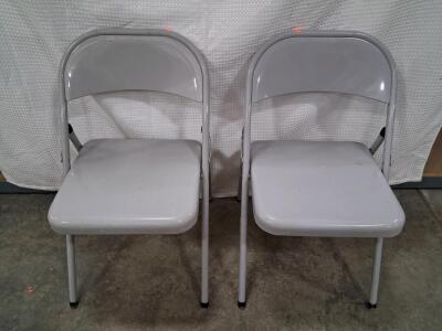 Set of 2 Gray Metal Folding Chairs, 18 x 18 x 30 in, 250 lb Capacity, Powder-Coated Steel