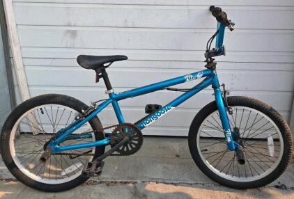 Mongoose Hinge 100 BMX Bike, 20" Wheels, Blue, Stunt Pegs, Single Speed, Rim Brakes